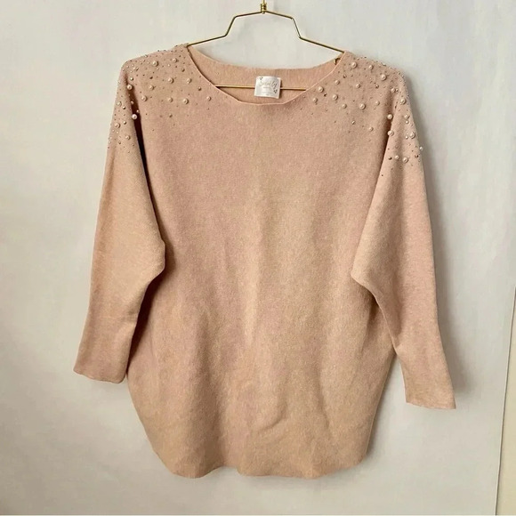 Siren Lily Maternity Jewel Sweater Plus Size 1X Cream Batwing Sleeve - Picture 1 of 8